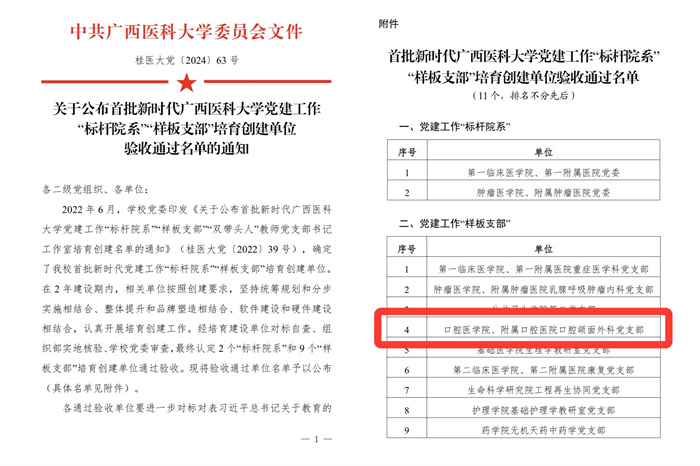喜讯：口腔颌面外科党支部入选广西高校“双带头人”教师党支部书记“强国行”专项行动团队 第 1 张